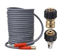 RIDGE WASHER Manguera de lavado a presión de 15 mm x 3/8 pulgadas (95 mm) para agua caliente y fría, con conexión rápida M22 de 14 mm a 3/8 pulgadas, 4,000 PSI