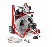 RIDGID 52363 K-400 Máquina de tambor con C-32 3/8 pulgadas x 75 pies, cable de núcleo sólido integral, máquina de limpieza de drenaje