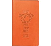 rido/idé Agenda de bolsillo, modelo 2025, "Just Enjoy", 2 páginas = 1 semana, A6, 144 páginas, cubierta de piel sintética, flexible, color naranja