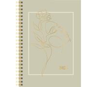 rido/idé Agenda Young Line 2025 "One Line", 2 páginas = 1 semana, A5, 160 páginas, tapa gráfica, color beige