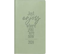 ridoidé Agenda semanal ''Just Enjoy'' modelo planificador de bolsillo, 2024, 2 páginas = 1 semana, tamaño de hoja, 8,7 x 15,3 cm, color verde