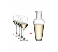 RIEDEL Set de 5 copas de vino blanco VERITAS Riesling/Zinfandel y decantador transparente