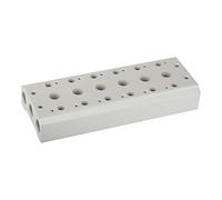 RIEGLER 116265-5520.07-18 - Placa base múltiple para válvulas de 5/2-5/3 vías, 7 Pos, M5, G 1/8, 1 unidad