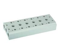 RIEGLER 116268-5520.08-14 - Placa base múltiple para válvulas de 5/2-5/3, 8 Pos, G 1/8, G 1/4, 1 unidad