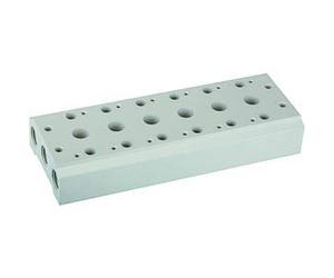 RIEGLER 116268-5520.08-14 - Placa base múltiple para válvulas de 5/2-5/3, 8 Pos, G 1/8, G 1/4, 1 unidad