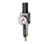 RIEGLER FU 6120-M-4 Futura - Regulador de filtro con depósito de metal, tubo de visión y manómetro, totalmente automático, tamaño 4, 0,2-4 bar, G 3/4"