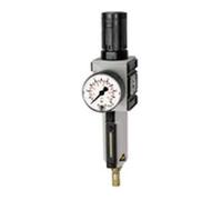 RIEGLER FU 823-M-2 Futura - Regulador de filtro con depósito de metal, tubo de visión y manómetro, totalmente automático, tamaño 2, 0,1-2 bar, G 3/8"