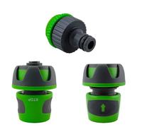 RIEGOPRO Pack Conectores de Riego para Manguera de Jardín Bicomponentes Antideslizantes - Conector Rápido + Conector Aquastop Antigoteo + Adaptador de Grifo (19mm)