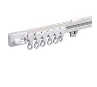 Riel de aluminio de alta calidad de 1,1 mm de grosor, montaje en techo, fácil de instalar, pegamento o taladro, opta por 300 cm / 9.8ft de longitud, perfecto para separadores de habitaciones, montaje