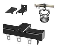 Riel De Cortina De 0.5-6 Metros, Riel Aluminio con Pista Para Sistemas De Cortina, Sistema De Rieles De Cortina De Montaje en Techo o Pared para Pérgola Cenador Cortinas Bañera Exterior(Negro,400cm(13