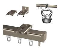Riel De Cortina De 0.5-6 Metros, Riel Aluminio con Pista Para Sistemas De Cortina, Sistema De Rieles De Cortina De Montaje en Techo o Pared para Pérgola Cenador Cortinas Bañera Exterior(Gold,140cm(4.6