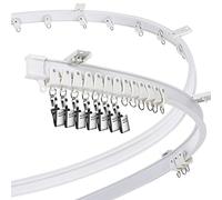Riel de Cortina de Techo Curvo Montaje Flexible para Riel de Cortina Recto Flexible Litera Ventana de Bahia Tabique (Blanco, 5 m/ 16,4 ft)