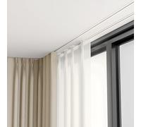Riel de cortina de techo empotrable de 18 pies, barra negra para separadores de habitaciones y privacidad, perfecta para decoración elegante del hogar, solución de ahorro de espacio, sistema de riel