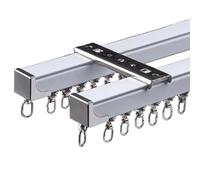 Riel de cortina doble de aluminio resistente, montaje en techo o pared, kit de riel de cortina recto para divisor de habitación, 6.5 pies