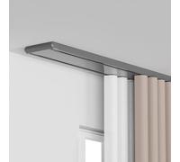 Riel de cortina doble resistente para montaje en techo, aleación de aluminio silenciosa, color gris, 3 m, perfecto para separadores de sala de estar y dormitorio, sistema de deslizamiento suave