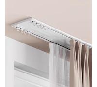 Riel De Cortina Doble Techo 2 3 4 5 6metros Riel De Cortina Oculto Riel De Cortina De Techo Silencioso De Aluminio Kit De Riel De Cortina Deslizante Con Rodillos Para Divisor(White,2.4m/7.9ft)