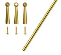 Riel de Estante Rieles Barandilla de Protección para Estantes de Aleación de Aluminio con 3 Barrotes, Barandilla Anticaída para Estantes, Barra de Protección Decorativa Armarios(Gold-B,71in/180cm)