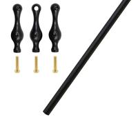 Riel de Estante Rieles Barandilla de Protección para Estantes de Aleación de Aluminio con 3 Barrotes, Barandilla Anticaída para Estantes, Barra de Protección Decorativa Armarios(Black-C,71in/180cm)