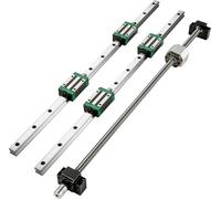 Riel guía lineal: 2 unidades de riel deslizante lineal HGR20 de 1000 mm, con 1 unidad de husillo de bolas RM1605 de 1000 mm y kit BF12/BK12. Riel deslizante guía lineal, cuadrado, para fresadoras CNC,
