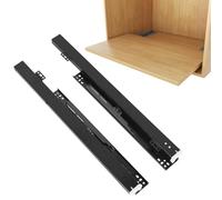 Rieles extensibles para montaje en el suelo, 1 par de guías para cajones inferiores, guías para cajones, extracción completa, cierre suave oculto, rieles telescópicos sin ruido (negro, 10 pulgadas 250