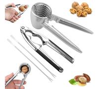 Rierousy Juego de 4 cascanueces de nueces, cascanueces con mango antideslizante, multifuncional, adecuado para pelar nueces, nueces, langostas, etc. (juego de 4 piezas)
