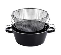 Riess, 0052-022 - Sartén de Patatas Fritas con Inserto 24, Color Negro, diámetro 24 cm, Altura 10,5 cm (sin Inserto 9,7 cm), esmaltado, Color Negro