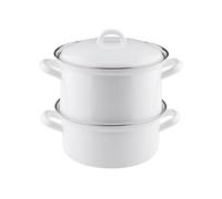 Riess, 0286-033, Cocina de patatas con tapa de esmalte 18, CLASSIC- WEISS, 19 cm de alto, 18 cm de diámetro, esmalte, blanco