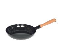 Riess, 0561-022, Sartén de madera 30, CLASSIC - SCHWARZEMAILLE, diámetro 30 cm, altura 14,2 cm, esmaltada, con mango de madera y anilla para colgar, negra, sartén de inducción, sartén