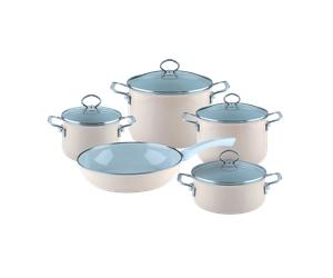 Riess NOUVELLE Set de menaje esmaltado 5 piezas Kristallblau