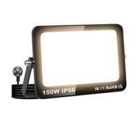 RIGIDON 150W Focos LED Exterior, 15000LM foco exterior con enchufe, Foco Proyector LED 3000K Blanco Neutro Floodlight, IP66 Impermeable Iluminación de Seguridad para Jardín, Garaje, Patio, Terraza