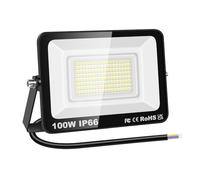 RIGIDON 1x 100W 10000lm focos led exterior, luz de seguridad, blanco frío | sin enchufe, IP66 impermeable, 6000K, proyector led exterior, para jardín patio plaza garaje terraza estadio obra