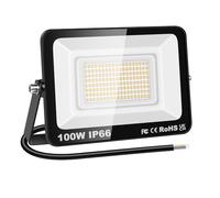 RIGIDON 1x 100W 10000lm focos led exterior, luz de seguridad, blanco neutro | sin enchufe, IP66 impermeable, 3000K, proyector led exterior, para jardín patio plaza garaje terraza estadio obra