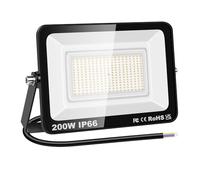 RIGIDON 1x 200W 20000lm focos led exterior, luz de seguridad, blanco neutro | sin enchufe, IP66 impermeable, 3000K, proyector led exterior, para jardín patio plaza garaje terraza estadio obra