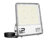 RIGIDON 1x 400W focos led exterior con enchufe, 40000lm IP66 impermeable | 6000K blanco, cable de 1,5 metros, proyector led, luz de seguridad, para jardín patio plaza garaje terraza estadio obra