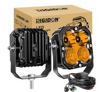RIGIDON 2X Faro de Trabajo y 12V DT cableado Kit, 4.3 Pulgadas 30W 2500lm | 3000K ámbar, flood spot combo, largo alcance, faros antiniebla, para off road todoterreno camión coche ATV SUV 4x4 tractor