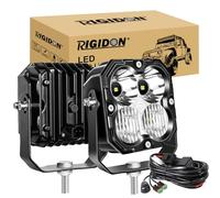 RIGIDON 2X Faro de Trabajo y 12V DT cableado Kit, 4.3 Pulgadas 30W 2500lm | 6000K blanco, flood spot combo, largo alcance, faros antiniebla, para off road todoterreno camión coche ATV SUV 4x4 tractor