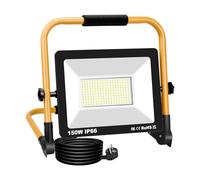 RIGIDON Foco de Trabajo Led 150W, 15000LM Portatil Proyector Led, Soporte Plegable, IP66 Focos Lámpara Uso en Interiores y Exterior, Para Obra de construcción, Taller, Garaje, Jardín, 6000K Blanca