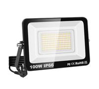 RIGIDON focos led exterior & interior con enchufe, 1x 100W 10000lm 3000K | blanco cálido, seguridad, proyector, Iluminacion, para jardín patio plaza garaje terraza estadio trabajo, IP66 impermeable