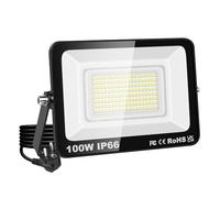 RIGIDON focos led exterior & interior con enchufe, 1x 100W 10000lm 6000K | blanco frío, seguridad, proyector led, Iluminacion, para jardín patio plaza garaje terraza estadio trabajo, IP66 impermeable
