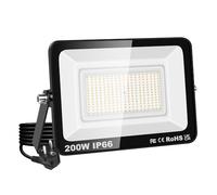RIGIDON focos led exterior & interior con enchufe, 1x 200W 20000lm 3000K | blanco cálido, seguridad, proyector, Iluminacion, para jardín patio plaza garaje terraza estadio trabajo, IP66 impermeable