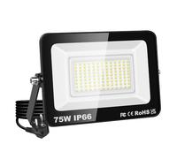 RIGIDON focos led exterior & interior con enchufe, 1x 75W 7500lm 6000K | blanco frío, seguridad, proyector led, Iluminacion, para jardín patio plaza garaje terraza estadio trabajo, IP66 impermeable