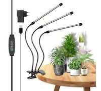 RIGIDON Luz Plantas Interior Con Clip, 3 Cabezales 126 Leds Grow Light, 6000K/3000K/380nm-800nm Lámpara Vegetal Led de Espectro Completo, Temporizador Automático, 360°Ajuste, Luces de Crecimiento