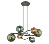 Globo Lighting Riha lámpara colgante 6x3.5 W verde-humado-gris/gris ceniza-marrón 56142-6H