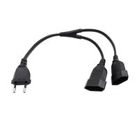 RIIEYOCA Cable alargador Euro 2 en 1, Enchufe Macho Euro Tipo C a Toma Euro Doble Tipo C, máx. 2,5A/250V, 0,75 mm² para Monitor de Ordenador, TV, electrodomésticos, Negro, 0,4M