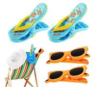 Riisoyu 4 Pcs Pinzas de Toalla de Playa ，Pinzas de Plástico a Prueba de Viento Clip Toalla Playa en Forma Portátil Beach Towel Clips para Piscina Tumbonas,Sillas,Toalla de Playa