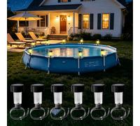 Riisoyu 6 piezas Luces solares para piscina, cálida luces solares LED impermeables lámparas de patio Iluminación solar para piscina para jardín, patio, cubierta, valla, exterior, piscina