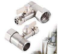 Riisoyu Válvula De Cierre Adaptador En T, 3/8 X 3/8 X 1/4 Adaptador de Conexión de Agua Válvula de Bola con Puerto en T Grifo Cierre Adaptador di Connessione a T para Conexión De 2 Dispositivos
