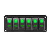 Riloer Panel de interruptor 3/4/5/6/8 Gang, Panel de interruptor basculante DC12V/24V 240W, interruptor de Panel de aluminio Universal modificado para yate RV automático 12-24V