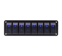Riloer Panel de interruptor 3/4/5/6/8 Gang, Panel de interruptor basculante DC12V/24V 240W, interruptor de Panel de aluminio Universal modificado para yate RV automático 12-24V