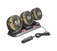 Riloer Ventilador de aire de enfriamiento de coche, 12V portátil Circulador de aire de enfriamiento eléctrico de tres cabezas para camión, SUV, RV, barco, Ventilador automático giratorio de 360°